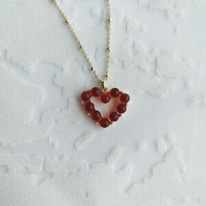 Kendra Scott Ashton Heart Gold Short Necklace Red Glass